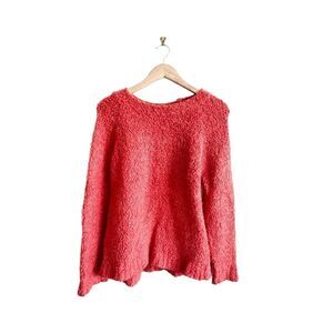 Pull&Bear Original Sweater Red Fuzzy Pullover Women's EU L